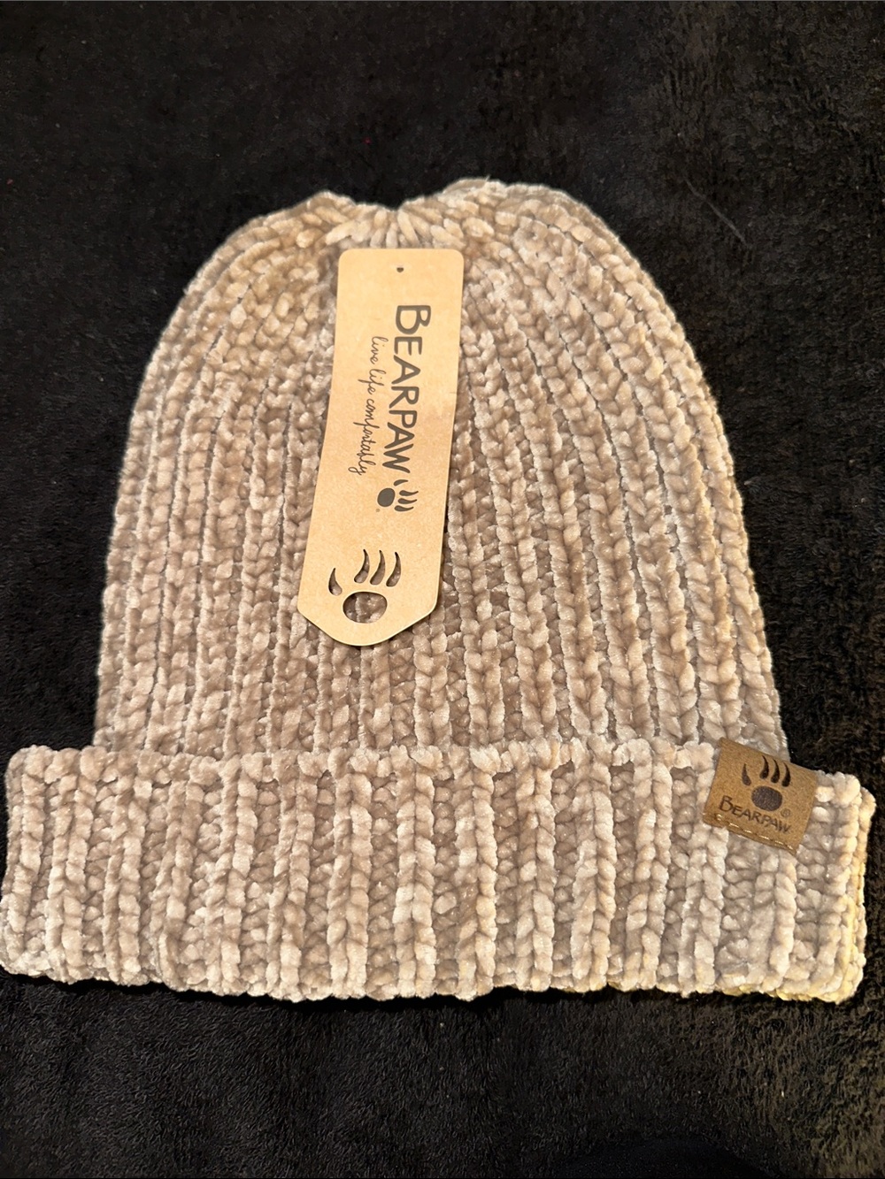 BearPaw Tan Folded Cuff Beanie OS